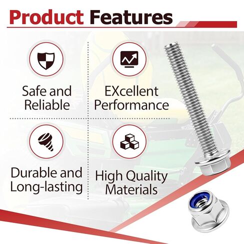 30 Pcs 19M7834 14M7397 Shear Bolt and Lock Nut Kit Compatible with John Deere, Stainless Steel Lawn Mower Shear Pins Set, Sturdy and Durable in Kuwait