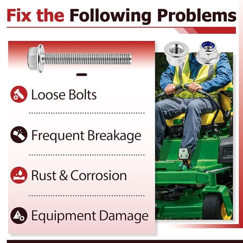 30 Pcs 19M7834 14M7397 Shear Bolt and Lock Nut Kit Compatible with John Deere, Stainless Steel Lawn Mower Shear Pins Set, Sturdy and Durable in Kuwait