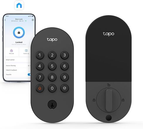 Tapo Smart Wi-Fi Deadbolt Door Lock – Keyless Tactile Buttons, Customized Access with in-App Monitoring, Auto-Lock, IP54 Weatherproof, BHMA Grade 3, Compatible with Standard Door Sizes, Tapo DL100 in Kuwait