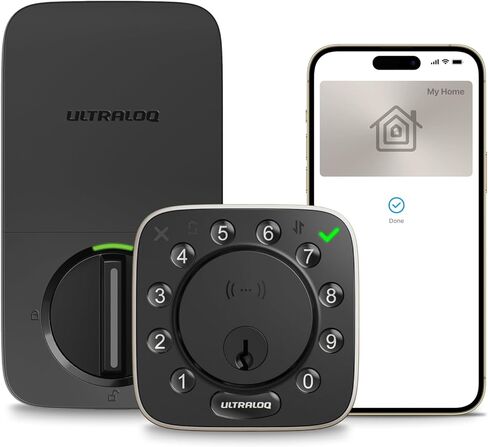 قفل ذكي ULTRALOQ Bolt NFC، انقر لفتحه باستخدام مفتاح Apple Home وAndroid NFC، مدمج WiFi Deadbolt، جهاز التحكم عن بعد في التطبيق، قفل تلقائي، يعمل مع Apple HomeKit، Alexa، Google، معتمد من BHMA in Kuwait