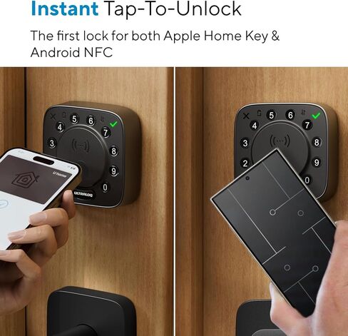 قفل ذكي ULTRALOQ Bolt NFC، انقر لفتحه باستخدام مفتاح Apple Home وAndroid NFC، مدمج WiFi Deadbolt، جهاز التحكم عن بعد في التطبيق، قفل تلقائي، يعمل مع Apple HomeKit، Alexa، Google، معتمد من BHMA in Kuwait
