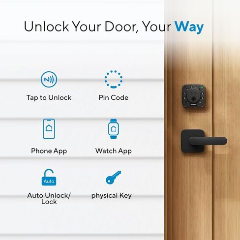 قفل ذكي ULTRALOQ Bolt NFC، انقر لفتحه باستخدام مفتاح Apple Home وAndroid NFC، مدمج WiFi Deadbolt، جهاز التحكم عن بعد في التطبيق، قفل تلقائي، يعمل مع Apple HomeKit، Alexa، Google، معتمد من BHMA in Kuwait