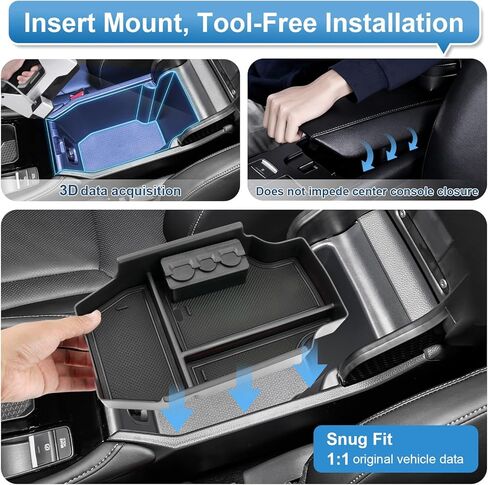 2023 2024 Accord/Accord Hybrid Center Console Organizer for Honda Accord (LX/EX/EX-L/Sport/Sport-L/Touring) Armrest Storage Box, 2023 Accord Organizer 2024 Accord Accessories (Black Mats) in Kuwait