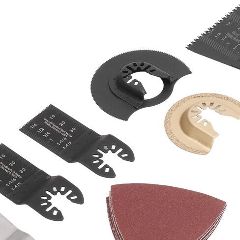16Pcs Woodworking Saw Set for Multiple Materials, Fast Cutting High Carbon Steel s with Size Unit Markings, Compatible with Many Oscillating Multitools, Includes Sandpap in Kuwait