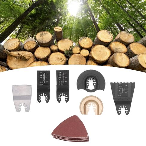 16Pcs Woodworking Saw Set for Multiple Materials, Fast Cutting High Carbon Steel s with Size Unit Markings, Compatible with Many Oscillating Multitools, Includes Sandpap in Kuwait