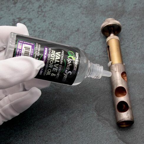 Superslick AlphaSynth Light Viscosity Valve & Rotor Oil – 2 oz (60 ml) – Synthetic Brass Instrument Lubricant, Odorless & Non-Staining – Proudly Made in the USA in Kuwait