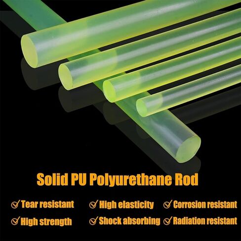 قضيب مستدير صلب من البولي يوريثين، 250 مم، Ø15-100 مم، قضيب PU عالي المرونة، قضيب مطاطي/بلاستيك متين، ممتص للصدمات، أختام للآلات الصناعية والأعمال اليدوية ((قطعتان) 15 * 250 مم) in Kuwait