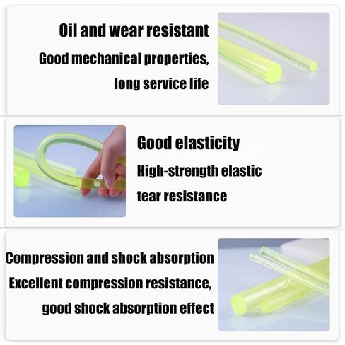 قضيب مستدير صلب من البولي يوريثين، 250 مم، Ø15-100 مم، قضيب PU عالي المرونة، قضيب مطاطي/بلاستيك متين، ممتص للصدمات، أختام للآلات الصناعية والأعمال اليدوية ((قطعتان) 15 * 250 مم) in Kuwait