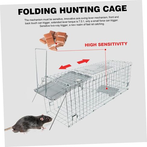 Rugged Metal Cage Live Folding Hunting Supplies Humane Catching for Raccoons Opossums Cats Rabbits in Saudi Arabia
