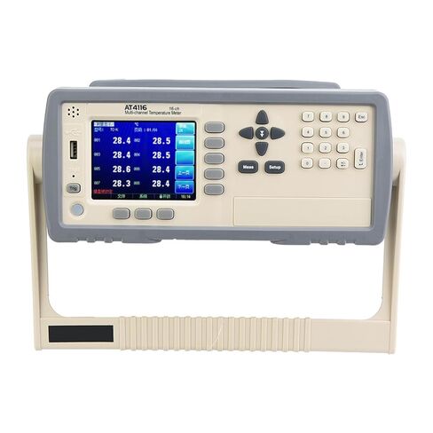 AT4116 جهاز اختبار درجة الحرارة بـ 16 قناة مع شاشة TFT LCD وشاشة ترانزستور رقيقة ومنفذ USB للاختبار المتوازي متعدد القنوات 200 إلى 1300 K J T دعم مزدوج حراري (قابس أمريكي 110 فولت) in Saudi Arabia