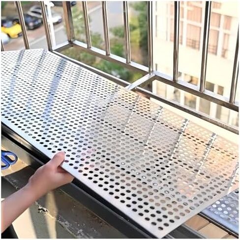 Stainless Steel Perforated Metal Plate - 50x280cm Round Hole Expanded Mesh for Windowsill, Balcony Railing, Patio Decoration & Protection - Durable & Stylish in Kuwait