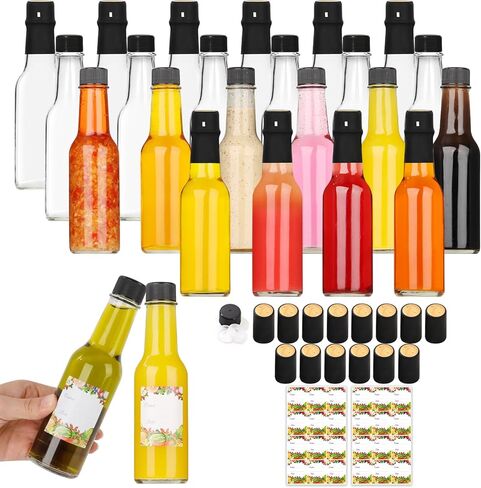 Alotpower 35 عبوة من زجاجات الصلصة الساخنة 5oz، زجاجات زجاجية شفافة فارغة مع أغطية لولبية حمراء مقاومة للتسرب، وإدراج قطارة وكبسولات قابلة للانكماش - مثالية للصلصات والزيوت والحرف اليدوية المنزلية in Kuwait