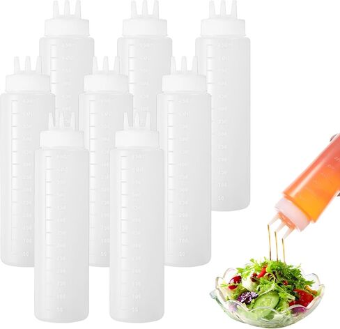 8 Pack 23oz Plastic Squeeze Bottles, 3 Hole Squeeze Bottles for Sauces, Salad Sauce Condiment Cream for Kitchen Restaurant Bakery in Saudi Arabia