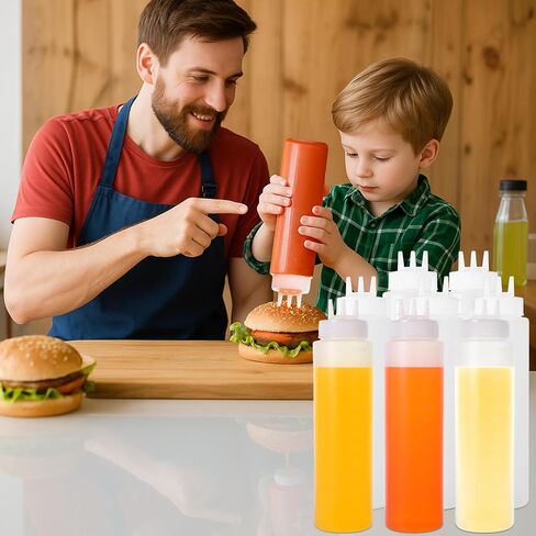 8 Pack 23oz Plastic Squeeze Bottles, 3 Hole Squeeze Bottles for Sauces, Salad Sauce Condiment Cream for Kitchen Restaurant Bakery in Saudi Arabia