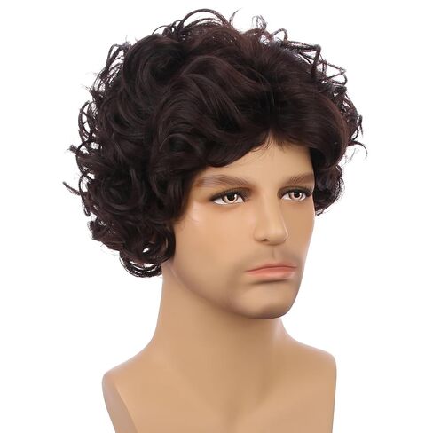 الأولاد البني البني الداكن الأطفال بني أشعث شعر مستعار قصير مجعد مموج للطفل للأطفال اليومية الهالوين in Kuwait
