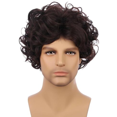 الأولاد البني البني الداكن الأطفال بني أشعث شعر مستعار قصير مجعد مموج للطفل للأطفال اليومية الهالوين in Kuwait