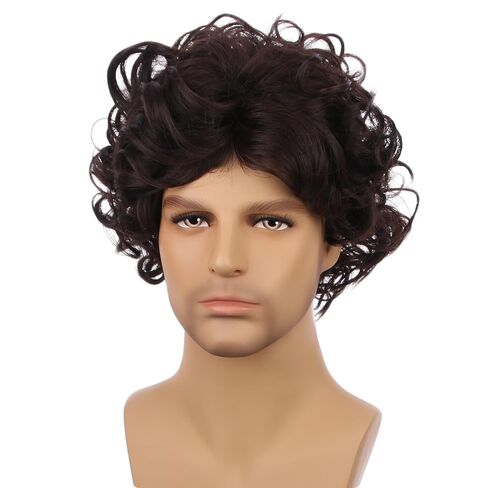 الأولاد البني البني الداكن الأطفال بني أشعث شعر مستعار قصير مجعد مموج للطفل للأطفال اليومية الهالوين in Kuwait