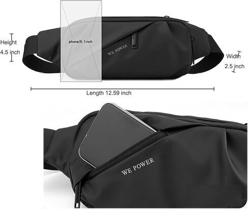 Waterproof Fanny Pack for Men & Women, Travel Fanny Pack Cross Body Sling Bag Crossbody Belt Bag Chest Anti Theft Waist Pack Purse Small for Outdoor, Cycling, Hiking, Running, Phone Holder-Black in Saudi Arabia