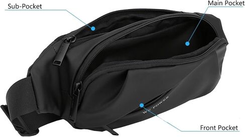 Waterproof Fanny Pack for Men & Women, Travel Fanny Pack Cross Body Sling Bag Crossbody Belt Bag Chest Anti Theft Waist Pack Purse Small for Outdoor, Cycling, Hiking, Running, Phone Holder-Black in Saudi Arabia