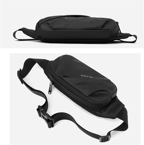 Waterproof Fanny Pack for Men & Women, Travel Fanny Pack Cross Body Sling Bag Crossbody Belt Bag Chest Anti Theft Waist Pack Purse Small for Outdoor, Cycling, Hiking, Running, Phone Holder-Black in Saudi Arabia