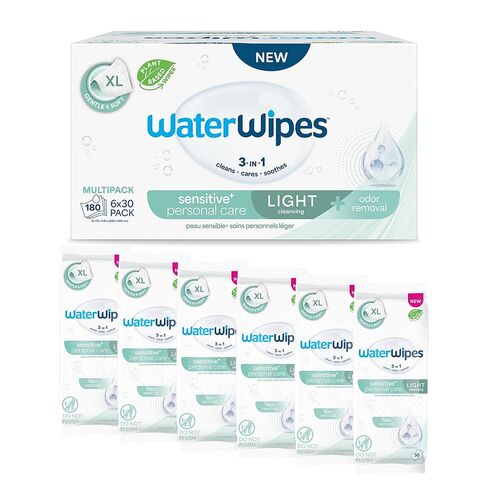 WaterWipes للعناية الشخصية الحساسة، مناديل مبللة لسلس البول، إزالة الرائحة، مناديل مبللة شديدة التحمل مقاس XL، خالية من العطور، 78 قطعة (3 عبوات) in Kuwait