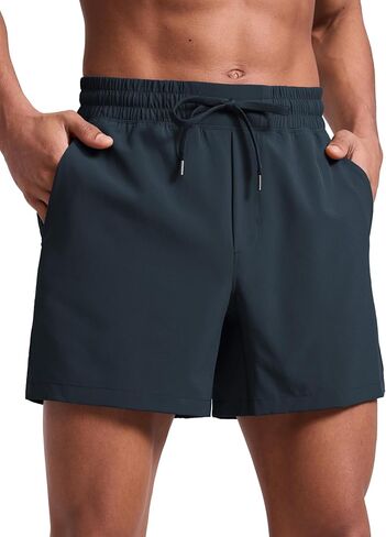CRZ YOGA Men's Linerless Workout Shorts - 5'' Lightweight Quick Dry Running Sports Athletic Gym Shorts with Pockets True Navy Large in Saudi Arabia
