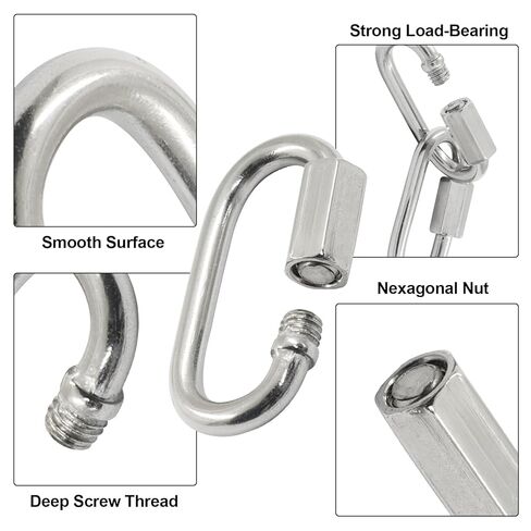 10Pcs M3.5 Stainless Steel Quick Links 176 Lbs Capacity Carabiner, 304 Stainless Steel Screw Carabiner Chain Hooks, Locking Chain Repair Links for Outdoor Traveling Equipment/Pets Keychain in Kuwait
