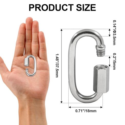 10Pcs M3.5 Stainless Steel Quick Links 176 Lbs Capacity Carabiner, 304 Stainless Steel Screw Carabiner Chain Hooks, Locking Chain Repair Links for Outdoor Traveling Equipment/Pets Keychain in Kuwait