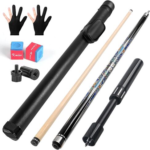 Kmise Professional Pool Cue Stick, 18 19 20oz Canadian Maple Cue Sticks, Low Deflection Shaft with Telescopic Carbon Fiber Extension Cue in Kuwait