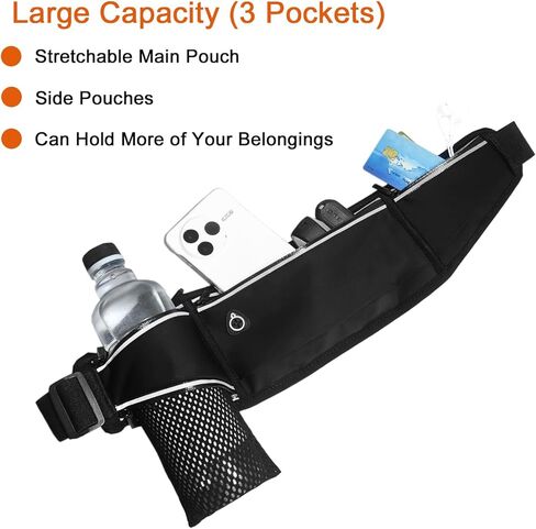 Slim Running Belt for Men & Women, With Pouch for Phone, Bottle Water, Keys & Essentials, Includes Free Wristband in Kuwait
