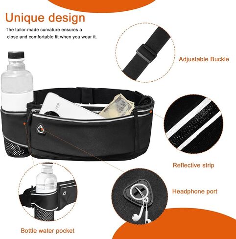 Slim Running Belt for Men & Women, With Pouch for Phone, Bottle Water, Keys & Essentials, Includes Free Wristband in Kuwait