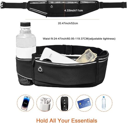 Slim Running Belt for Men & Women, With Pouch for Phone, Bottle Water, Keys & Essentials, Includes Free Wristband in Kuwait