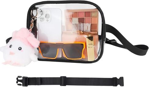 Plus Size Clear Fanny Pack with Extra Long Strap, Adjustable Clear Belt Bag Stadium Approved with Hook,Long Strap 64",Plush Doll Transparent Waist Bag for Women, Concert Bag (Only Bag) in Kuwait