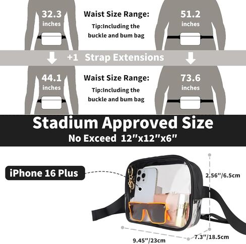 Plus Size Clear Fanny Pack with Extra Long Strap, Adjustable Clear Belt Bag Stadium Approved with Hook,Long Strap 64",Plush Doll Transparent Waist Bag for Women, Concert Bag (Only Bag) in Kuwait