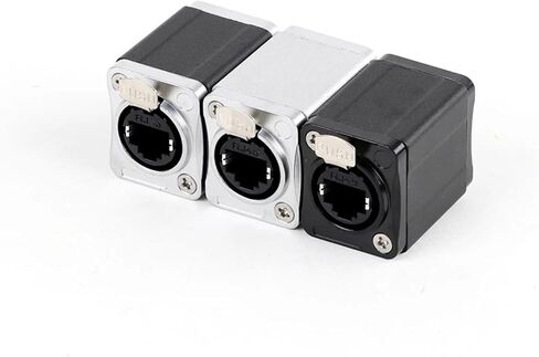 1Pc RJ45 Shield Feedthrough Coupler,STP RJ45 CAT6 Network Female to Straight Converter Ethernet Extension Adapter(U01Z-Black-Silver) in Kuwait