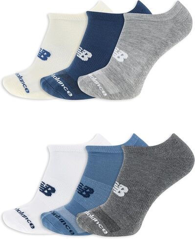New Balance Performance Cushioned No Show Socks-6 & 12 Moisture Wicking ، Gray Grongort (6 أزواج) ، متوسطة in Kuwait