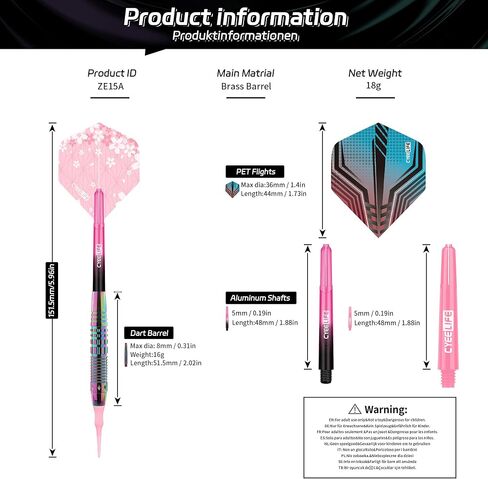 CyeeLife Soft Tip Darts Set - Professional Darts Plastic Tip Sets with Brass Barrel + 6 Shaft + 6 Standard Flights + Portable Case for Electronic Dartboard in Kuwait