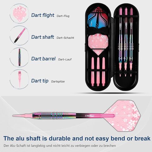 CyeeLife Soft Tip Darts Set - Professional Darts Plastic Tip Sets with Brass Barrel + 6 Shaft + 6 Standard Flights + Portable Case for Electronic Dartboard in Kuwait