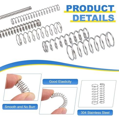 uxcell 25Pcs Compression Spring, 304 Stainless Steel 10mm OD 0.8mm Wire 40mm Length Mechanical Spring for Shop Home Repair Project, Silver Tone in Saudi Arabia