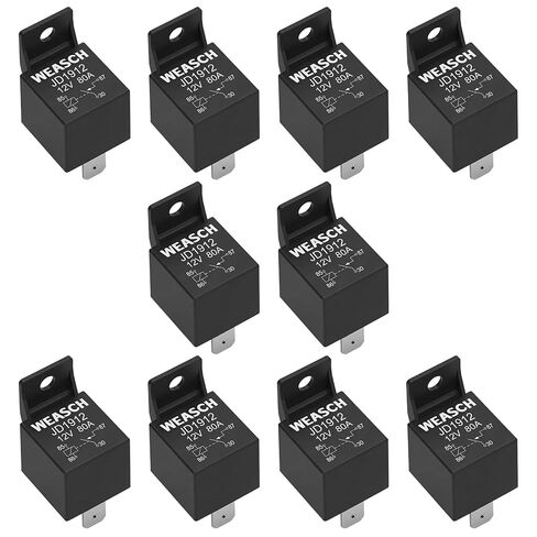 2 Pack JD1912 Car Relay, 12V 80A, 4 Pin SPST, Automotive Switches and Starters, Waterproof Relay for Boat Tractor Truck Motorcycle (2) in Kuwait