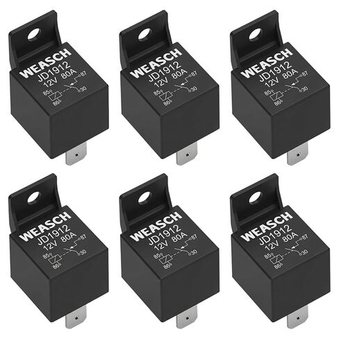 2 Pack JD1912 Relay Car Relay ، 12V 80a ، 4 pin spst ، مفاتيح السيارات والمبتدئين ، ترحيل ماء لدراجة نارية لجرار القوارب (2) in Kuwait