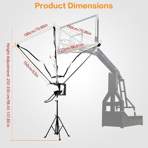 Basketball Trainer with 180° Rotating Track Adjustable Height Basketballs Return Attachment with Net Return System Portable Hoop Trainer Tripod for Continuous Solo Practice in Kuwait