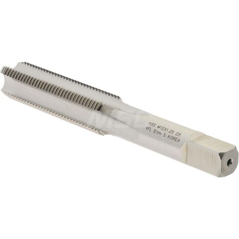 Straight Flute Tap, M12x1.25 Metric Fine, 4 Flute, Bottoming Chamfer, High-Speed Steel, Bright/Uncoated Finish, 3-3/8" OAL, Right Hand, D5 in Saudi Arabia