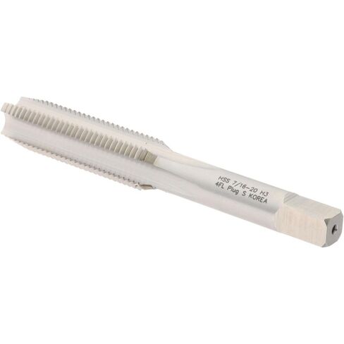 High-Speed Steel Straight Flute Tap, 7/16-20 UNF, 4 Flute, Plug Chamfer, Bright/Uncoated Finish, 3-5/32" OAL, Right Hand, H3 in Saudi Arabia