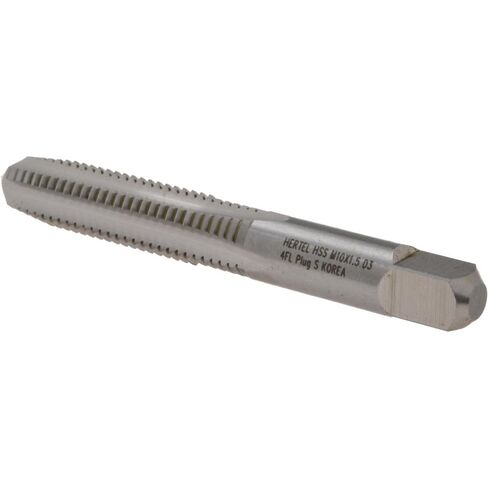 Straight Flute Tap, M10x1.5 Metric Coarse, 4 Flute, Plug Chamfer, High-Speed Steel, Bright/Uncoated Finish, 1-1/4" Thread Length, 2-15/16" OAL in Saudi Arabia