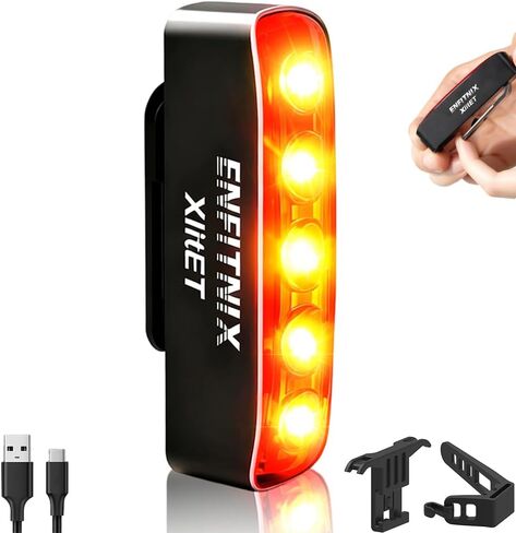 مصباح خلفي للدراجة ENFITNIX XlitET، مستشعر للفرامل، تشغيل/إيقاف تلقائي، 50 لومن مصباح خلفي فائق السطوع للدراجة، مصابيح LED قابلة لإعادة الشحن USB-C، مقاومة للماء IPX5، أضواء ملحقات ركوب الدراجات للركوب الليلي. in Kuwait
