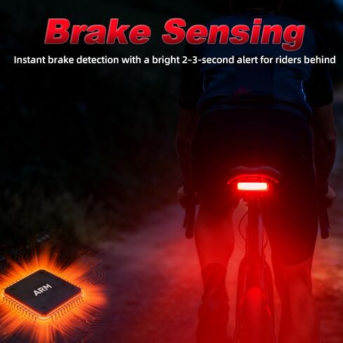 مصباح خلفي للدراجة ENFITNIX XlitET، مستشعر للفرامل، تشغيل/إيقاف تلقائي، 50 لومن مصباح خلفي فائق السطوع للدراجة، مصابيح LED قابلة لإعادة الشحن USB-C، مقاومة للماء IPX5، أضواء ملحقات ركوب الدراجات للركوب الليلي. in Kuwait