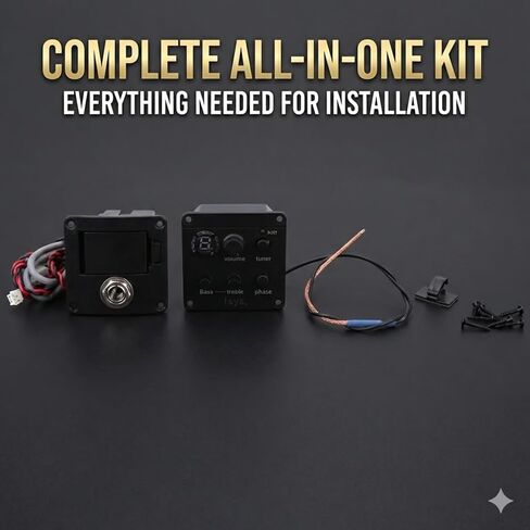 2-Band EQ Acoustic Guitar Preamp Piezo Pickup System with Built-in LCD Tuner - Low Profile Onboard Equalizer with Phase & Volume Control - Solder-Free Replacement Kit for Folk Guitar in Kuwait