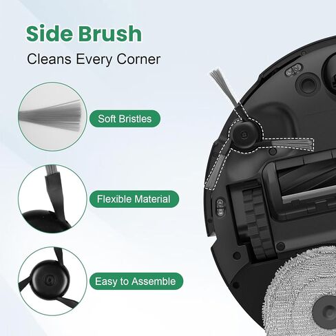 34Pcs Accessories Kit for Dreame L40 Ultra/ X40 Ultra/ X40 Master/Mova P10/ P50 Pro Ultra Robot Vacuum&Mop, 2Rubber Brush, 8Dust Bags, 8Filters, 8Mop Pads, 6Side Brushes, 1Clean Brush, 1Screwdriver in Kuwait