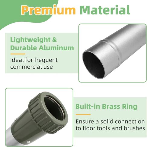 1.5" Vacuum Wand Replacement for ProTeam Backpack Vacuum - Vacuum Cleaner Attachment for Pro Team Parts # 101338 2-Piece, 2-Bend Aluminum Wand with Button Lock - 56-inch Long, 1 1/2-inch Diameter in Kuwait